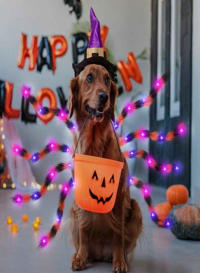 JaGely Halloween Costume for Dog, Dog Spider Costume with 64 LED Purple Lights, Light up Furry Costumes for Medium Large Dogs Funny Cosplay Costume Halloween Party - Image 2